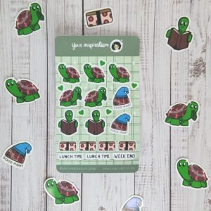 Planche d'autocollants - Tortue et lecture