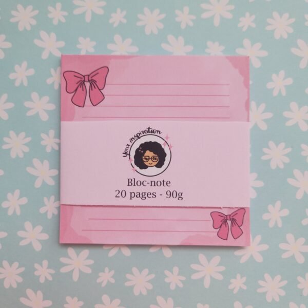 Bloc-note Nœud rose - Notepad Pink bow
