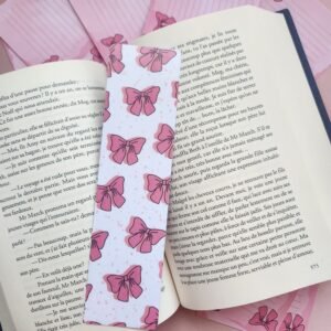 Pink bow Bookmark - Noeud Rose Marque-page
