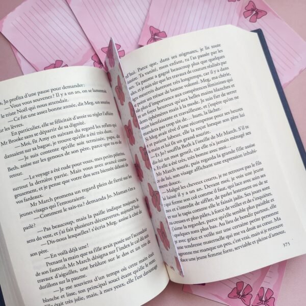 Pink bow Bookmark - Noeud Rose Marque-page – Image 4